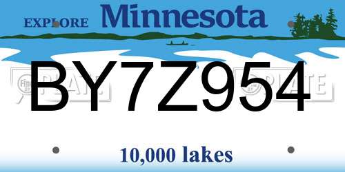 BY7Z954 Minnesota License Plate