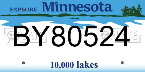 BY80524 Minnesota License Plate