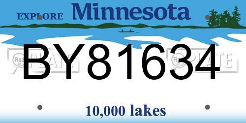 BY81634 Minnesota License Plate