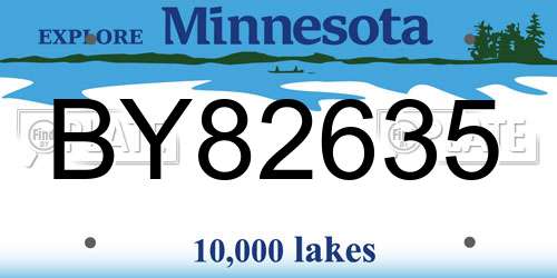 BY82635 Minnesota License Plate