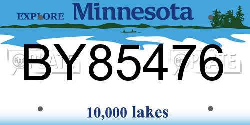 BY85476 Minnesota License Plate