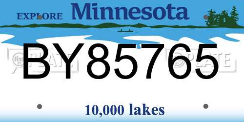 BY85765 Minnesota License Plate