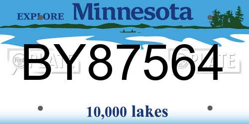 BY87564 Minnesota License Plate