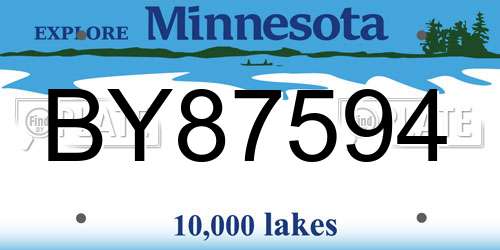 BY87594 Minnesota License Plate