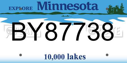 BY87738 Minnesota License Plate