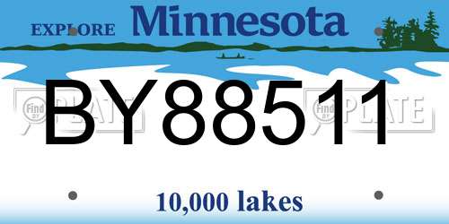 BY88511 Minnesota License Plate