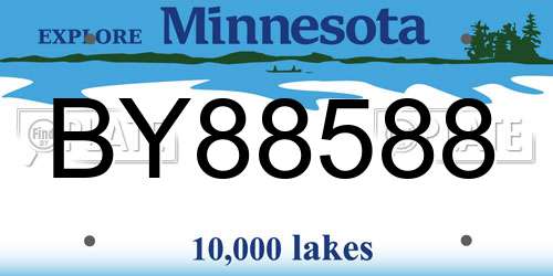 BY88588 Minnesota License Plate