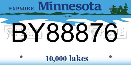 BY88876 Minnesota License Plate