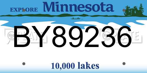 BY89236 Minnesota License Plate