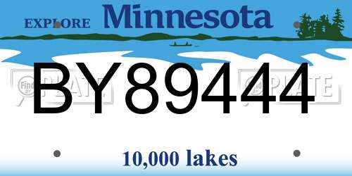 BY89444 Minnesota License Plate