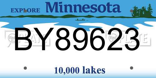 BY89623 Minnesota License Plate