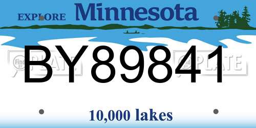 BY89841 Minnesota License Plate