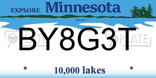 BY8G3T Minnesota License Plate