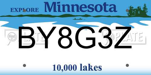 BY8G3Z Minnesota License Plate