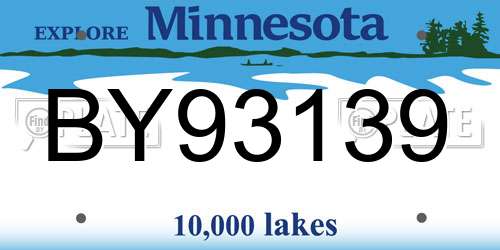 BY93139 Minnesota License Plate