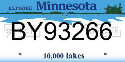 BY93266 Minnesota License Plate