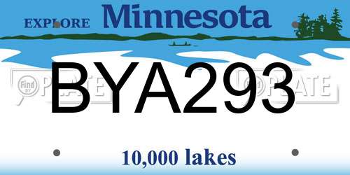 BYA293 Minnesota License Plate