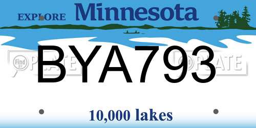 BYA793 Minnesota License Plate