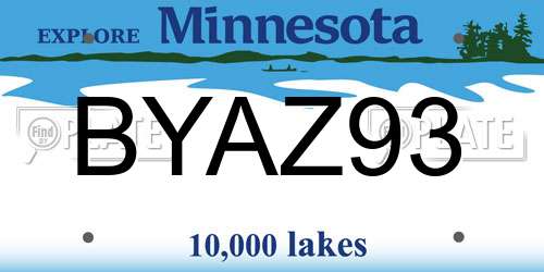 BYAZ93 Minnesota License Plate