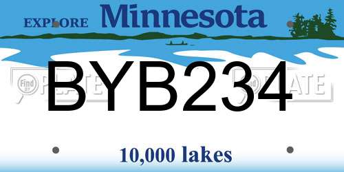 BYB234 Minnesota License Plate
