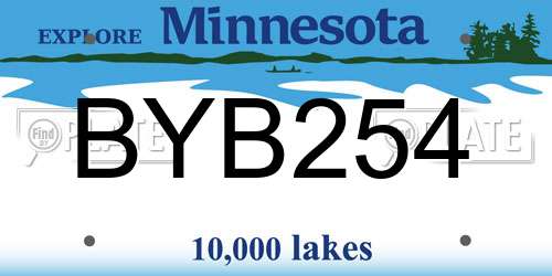 BYB254 Minnesota License Plate