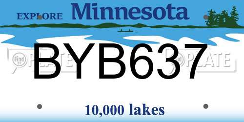 BYB637 Minnesota License Plate