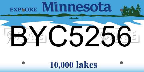 BYC5256 Minnesota License Plate