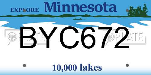 BYC672 Minnesota License Plate