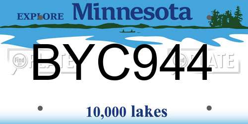 BYC944 Minnesota License Plate