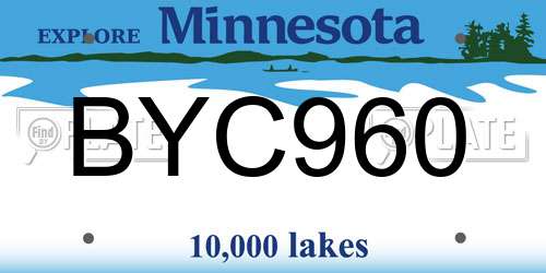 BYC960 Minnesota License Plate