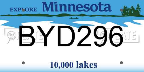 BYD296 Minnesota License Plate