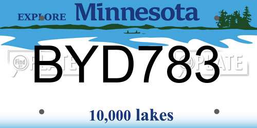 BYD783 Minnesota License Plate