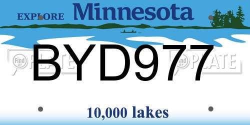 BYD977 Minnesota License Plate