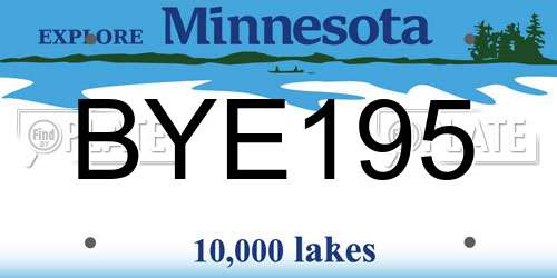 BYE195 Minnesota License Plate