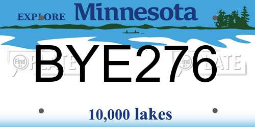 BYE276 Minnesota License Plate