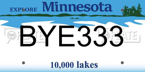 BYE333 Minnesota License Plate