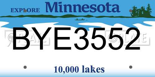 BYE3552 Minnesota License Plate