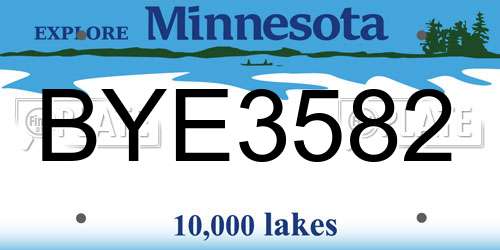 BYE3582 Minnesota License Plate