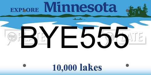 BYE555 Minnesota License Plate