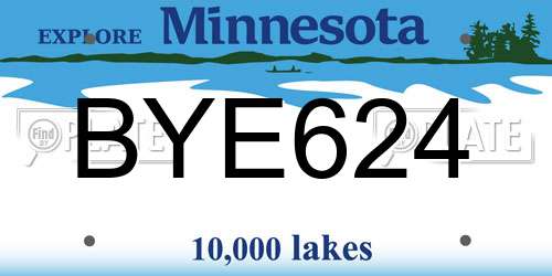 BYE624 Minnesota License Plate