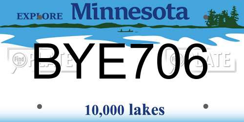 BYE706 Minnesota License Plate