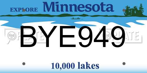 BYE949 Minnesota License Plate