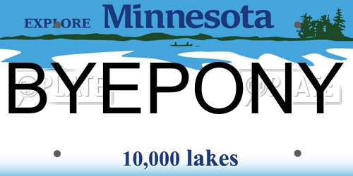 BYEPONY Minnesota License Plate