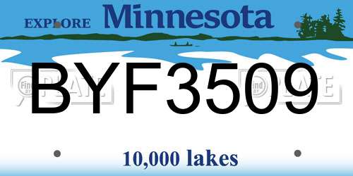 BYF3509 Minnesota License Plate