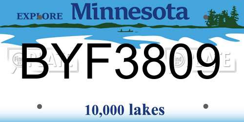 BYF3809 Minnesota License Plate