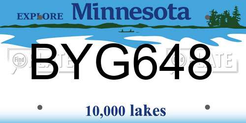 BYG648 Minnesota License Plate