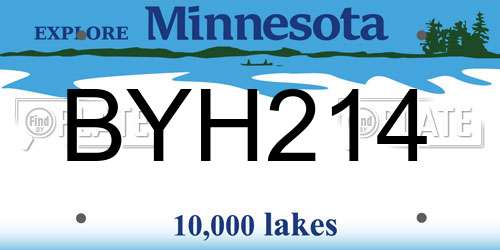 BYH214 Minnesota License Plate