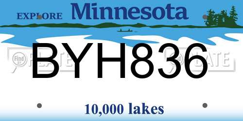 BYH836 Minnesota License Plate