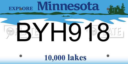 BYH918 Minnesota License Plate