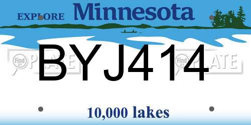 BYJ414 Minnesota License Plate